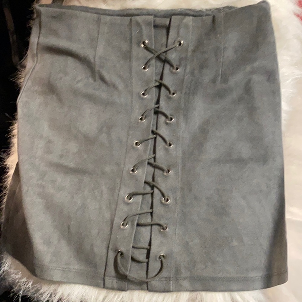 Seek the Label Grey Suede Skirt